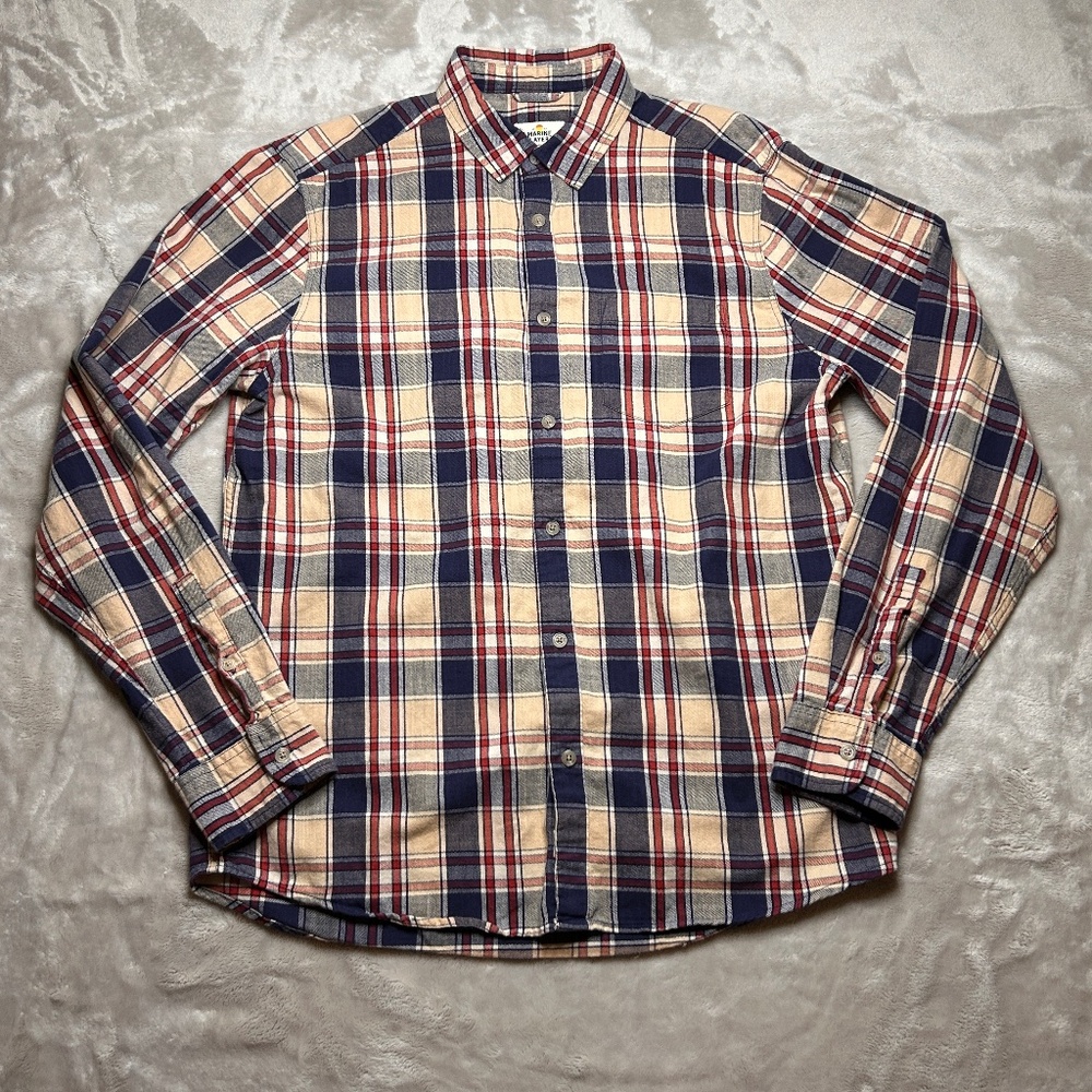 Marine Layer Shirt Mens Large Blue Red Plaid Flannel Button Down Long Sleeve